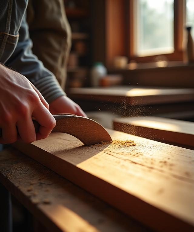Artesano trabajando madera noble en el taller